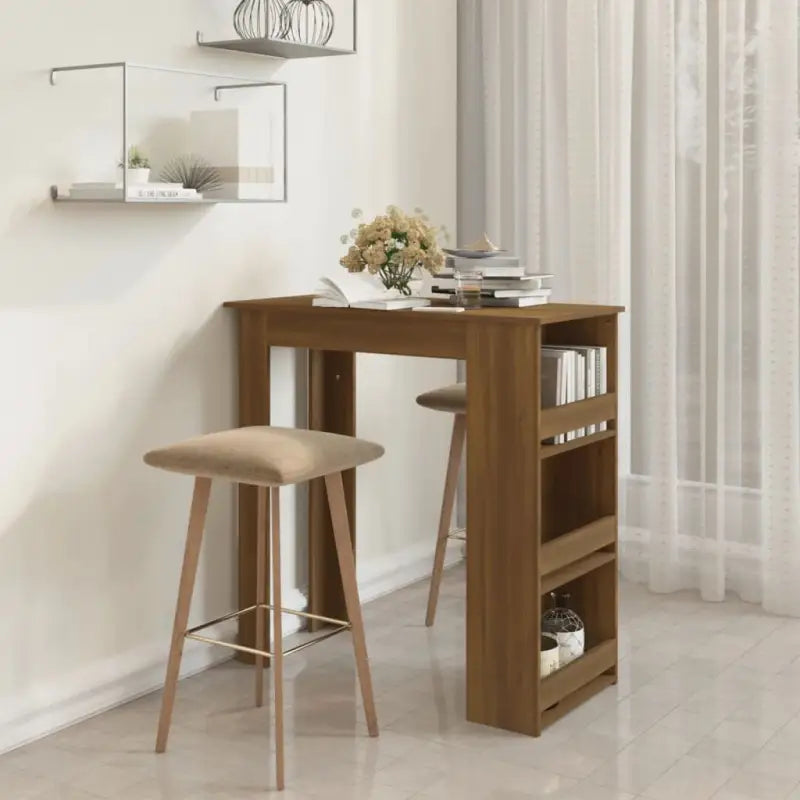 Gerookt eiken bartafel voor kleine ruimtes en moderne keukens - bruin eikenkleur / 1 - Eettafels