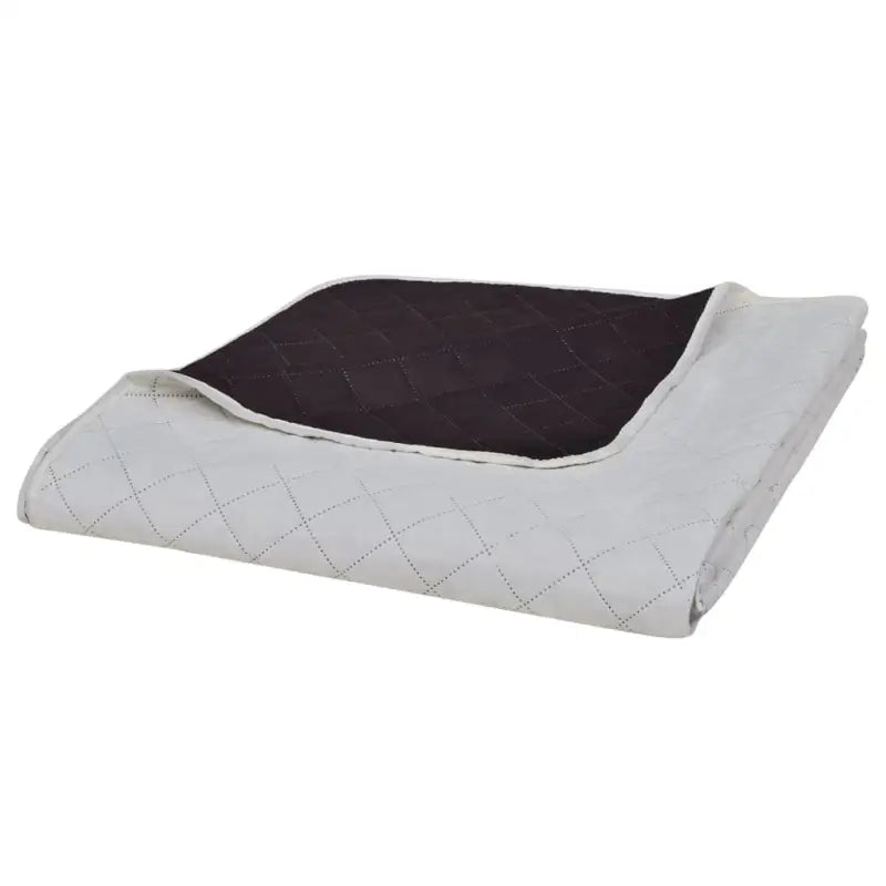 Gevatte bedsprei met dubbel kleur en gestikte ruiten - Beige en bruin / 230 x 260 cm / 1 - Dekbedden