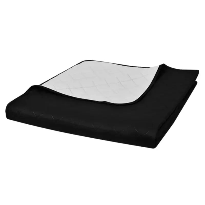 Gevatte bedsprei met dubbel kleur en gestikte ruiten - Zwart en wit / 230 x 260 cm / 1 - Dekbedden