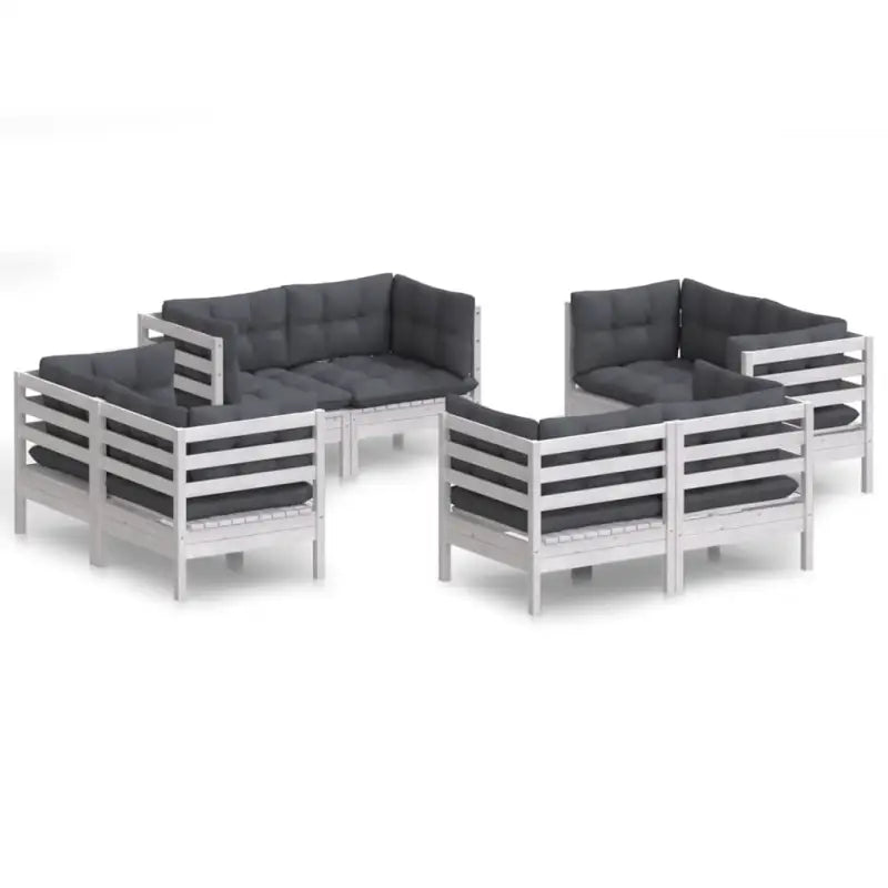 Gezellig tuinset van massief grenenhout met comfortabele rug en zijkussen - Wit - Tuinsets