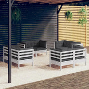 Gezellig tuinset van massief grenenhout met comfortabele rug en zijkussen - Wit - Tuinsets