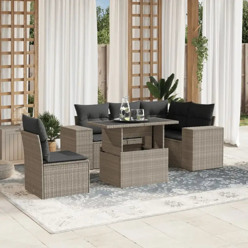 Gezellige tuinset in beige materiaal met gepoedercoat staal afmetingen - Lichtgrijs / Met tafel - Tuinsets