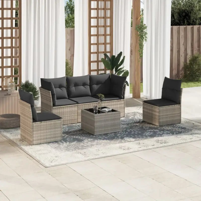 Gezellige tuinset met beige materiaal en gepoedercoat staal afmetingen - Lichtgrijs / Met tafel - Tuinsets