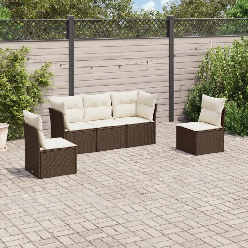 Gezellige tuinset met beige materiaal en gepoedercoat staal afmetingen - Bruin en crème / Zonder tafel - Tuinsets