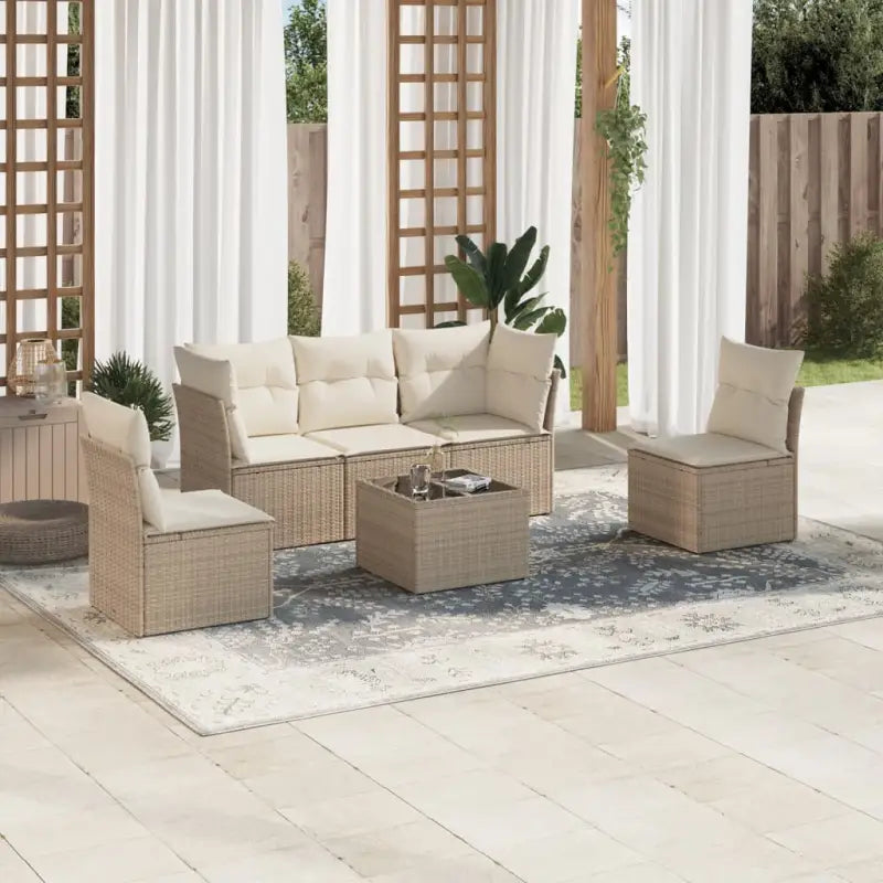 Gezellige tuinset met beige materiaal en gepoedercoat staal afmetingen - beige en crèmekleurig / Met tafel - Tuinsets