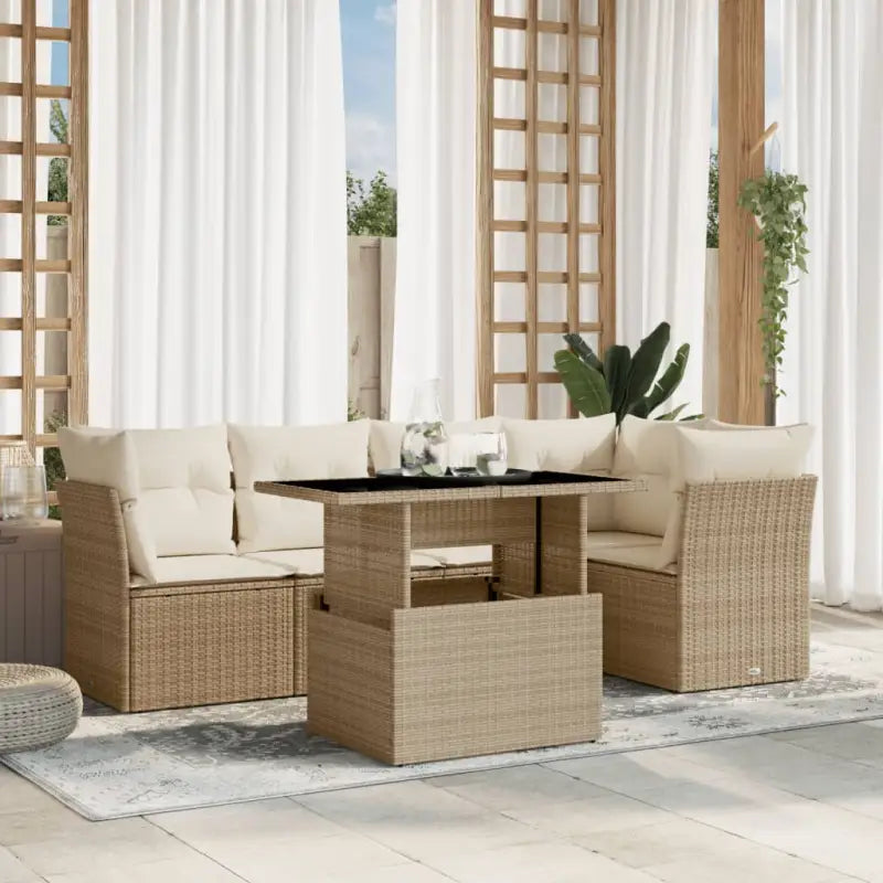 Gezellige tuinset met beige materiaal en gepoedercoat staal afmetingen - beige en crèmekleurig / zonder opbergruimte