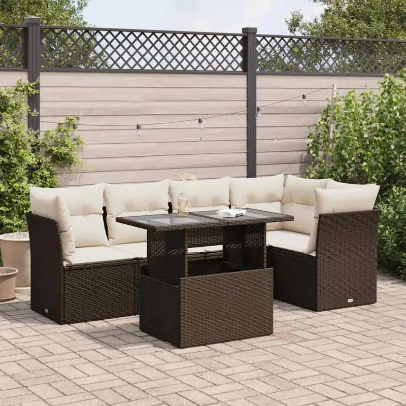 Gezellige tuinset met beige materiaal en gepoedercoat staal afmetingen - Bruin en crème / met opbergruimte - Tuinsets