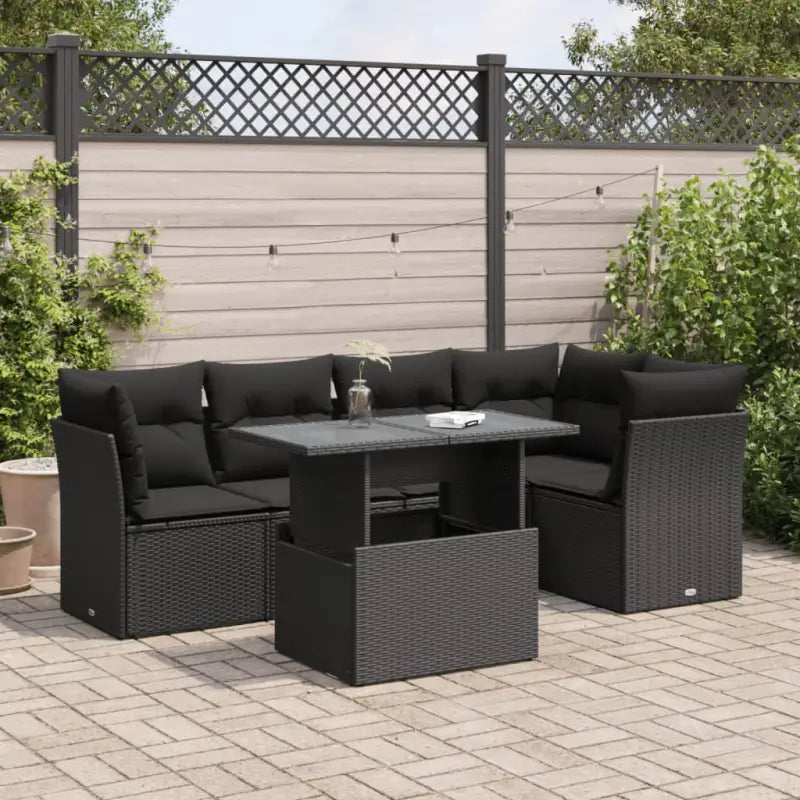 Gezellige tuinset met beige materiaal en gepoedercoat staal afmetingen - Zwart / met opbergruimte - Tuinsets