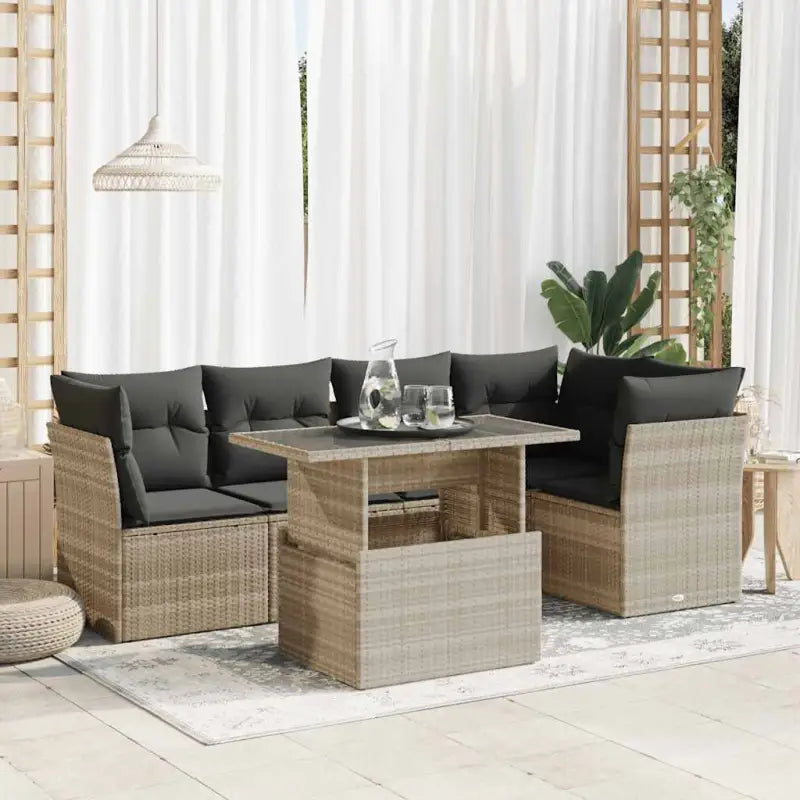 Gezellige tuinset met beige materiaal en gepoedercoat staal afmetingen - Lichtgrijs / met opbergruimte - Tuinsets