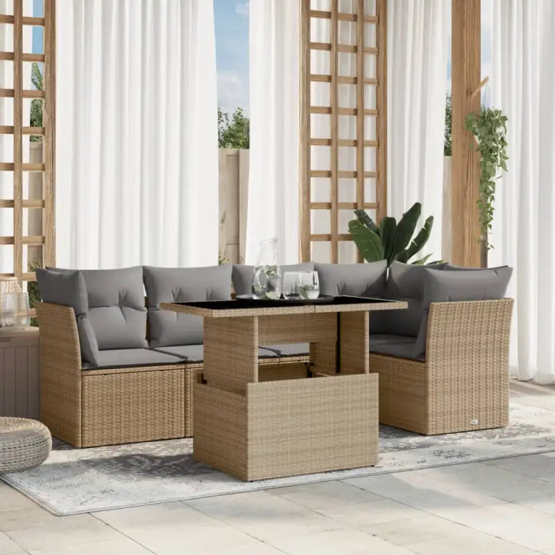 Gezellige tuinset met beige materiaal en gepoedercoat staal afmetingen - Beige en grijs / zonder opbergruimte - Tuinsets