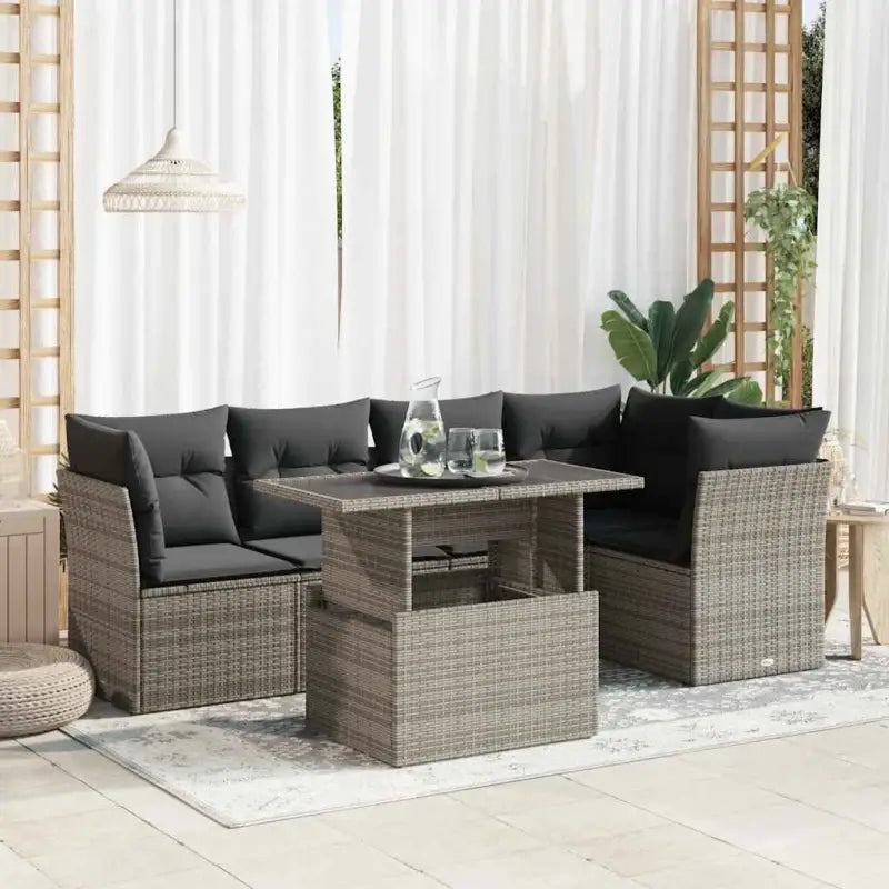 Gezellige tuinset met beige materiaal en gepoedercoat staal afmetingen - Grijs / met opbergruimte - Tuinsets