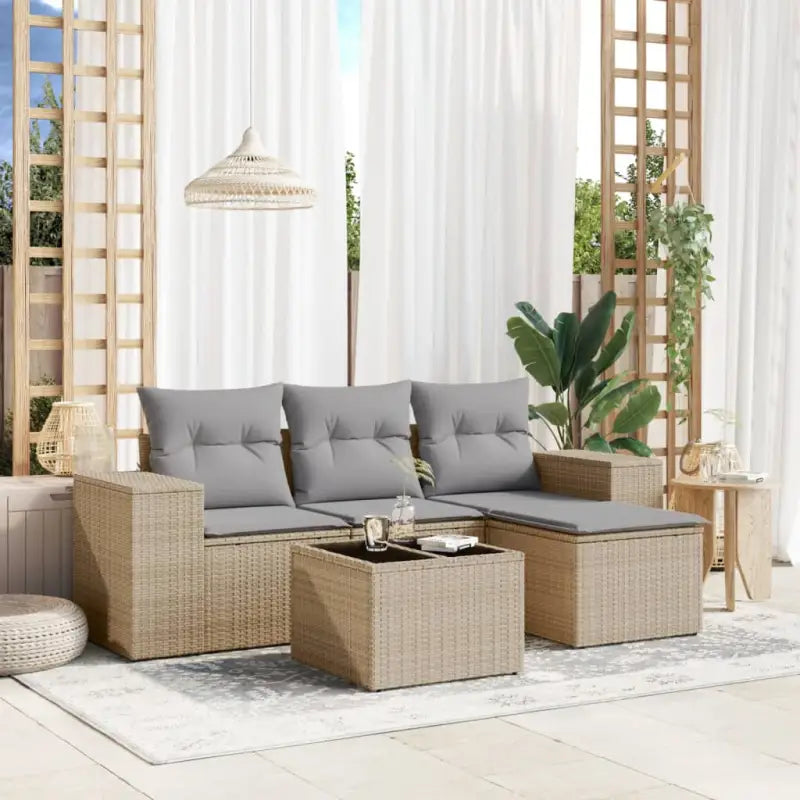 Gezellige tuinset met zwart materiaal en waterdichte tas - Beige en grijs / Met tafel - Tuinsets