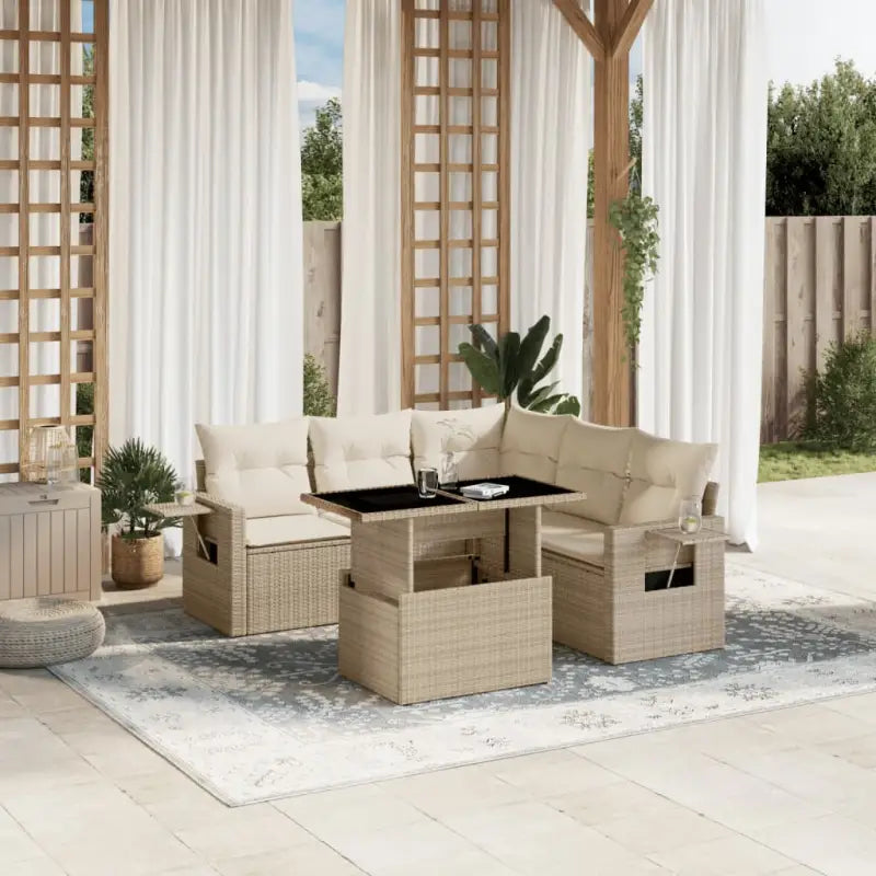Gezellige tuinset van gepoedercoat staal in zwart materiaal voor buiten - beige en crèmekleurig / Met tafel - Tuinsets