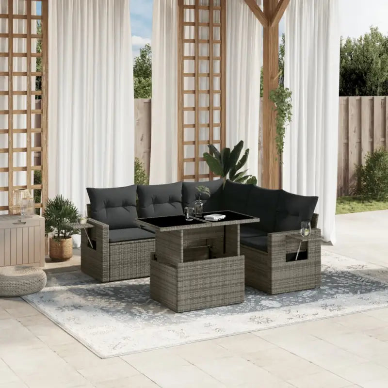 Gezellige tuinset van gepoedercoat staal in zwart materiaal voor buiten - Grijs / Met tafel - Tuinsets