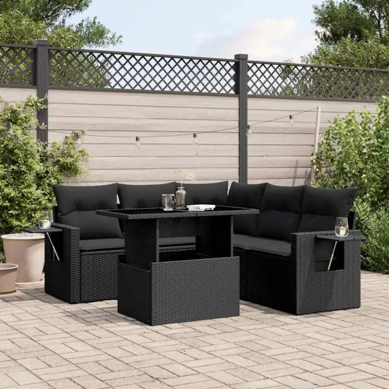 Gezellige tuinset van gepoedercoat staal in zwart materiaal voor buiten - Zwart / Met tafel - Tuinsets