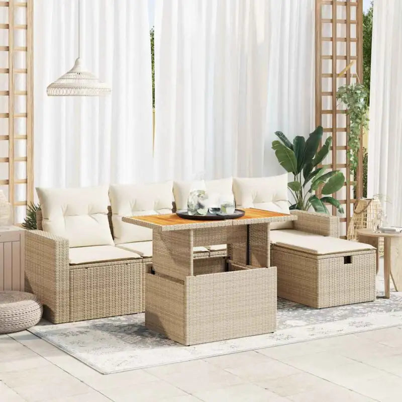 Gezellige tuinset van zwart materiaal en gepoedercoat staal - beige en crèmekleurig / met opbergruimte - Tuinsets
