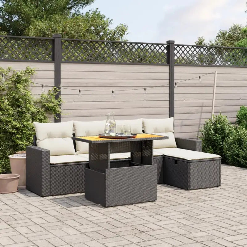 Gezellige tuinset van zwart materiaal en gepoedercoat staal - Zwart en crème / zonder opbergruimte - Tuinsets