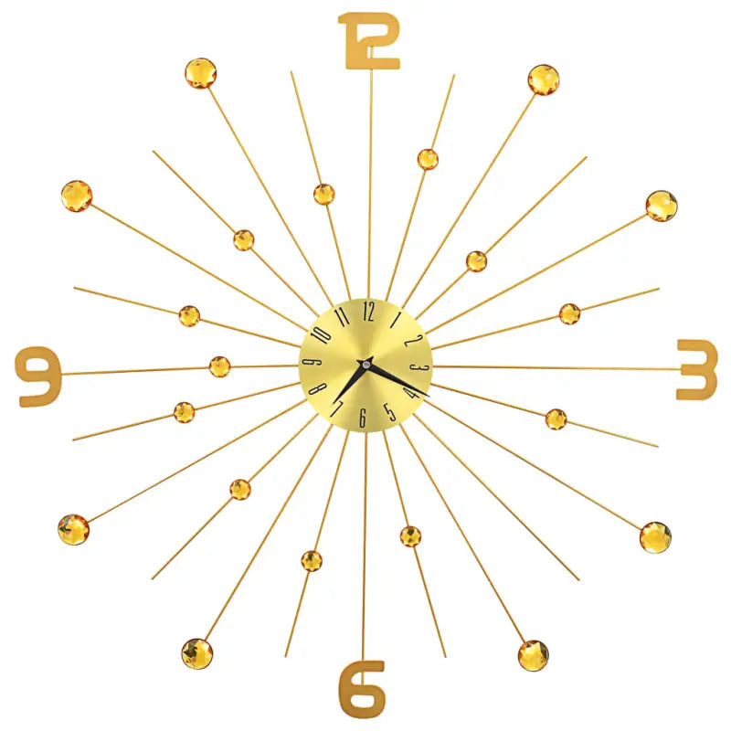 Gouden wandklok met kristallen details voor stijlvolle inrichting - Wandklokken