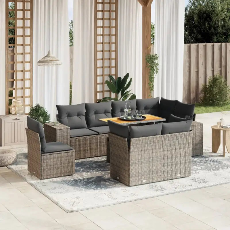 Grijs materiaal loungeset van gepoedercoat staal voor buitengebruik - grijs en donkergrijs / 3x midden + 5x hoek