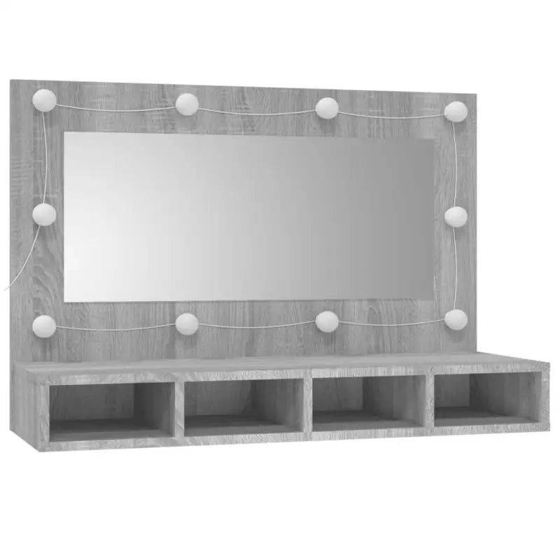 Grijs Sonoma badkamerkaptafel met LED-verlichting en spiegelkast - Badkamerkaptafels