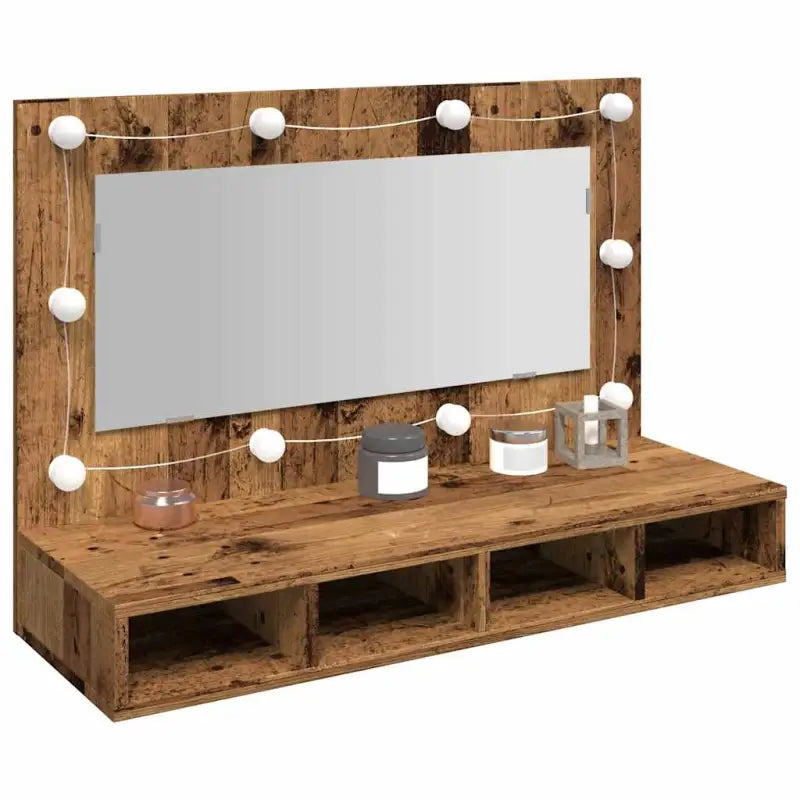 Grijs Sonoma badkamerkaptafel met LED-verlichting en spiegelkast - Oud hout / 1 - Badkamerkaptafels