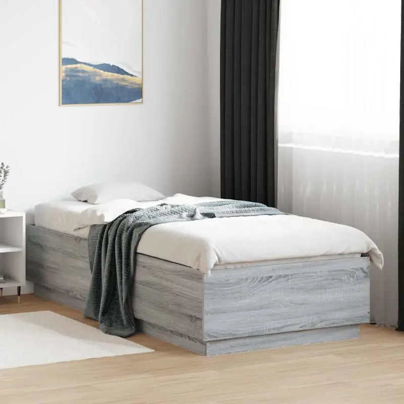 Grijs Sonoma bedframe van bewerkt hout voor een goede nachtrust - Grijs sonoma / 100 x 200 cm - Bedden & bedframes
