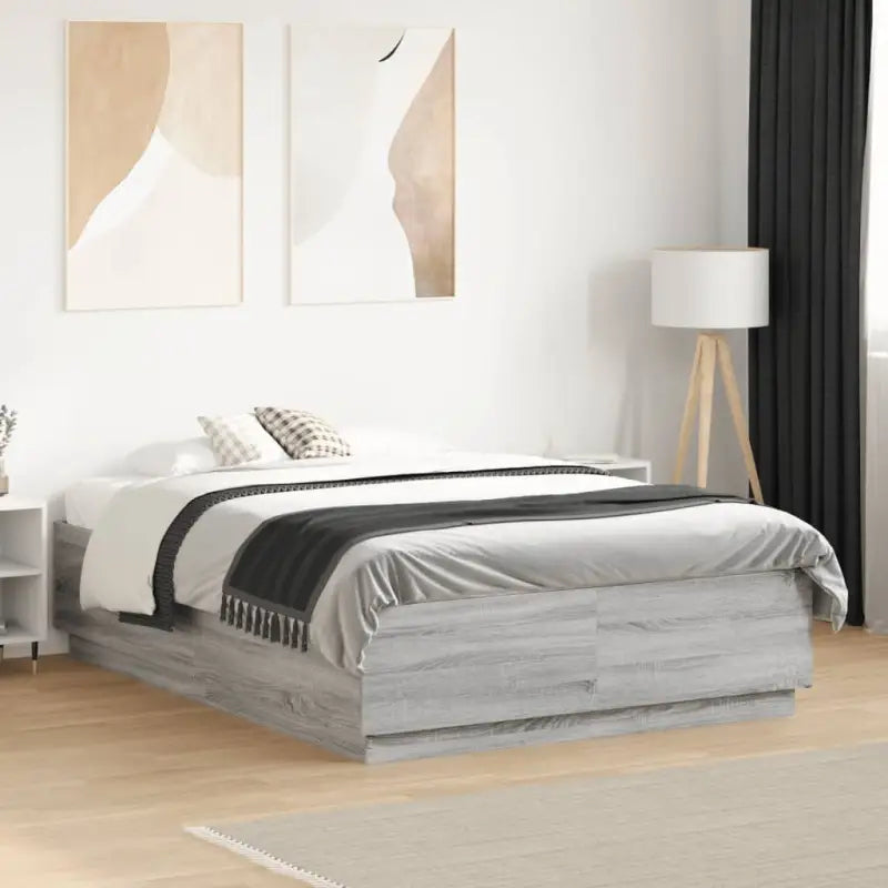 Grijs Sonoma bedframe van bewerkt hout voor een goede nachtrust - Grijs sonoma / 120 x 190 cm - Bedden & bedframes
