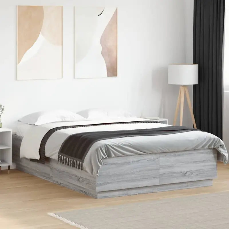 Grijs Sonoma bedframe van bewerkt hout voor een goede nachtrust - Grijs sonoma / 160 x 200 cm - Bedden & bedframes