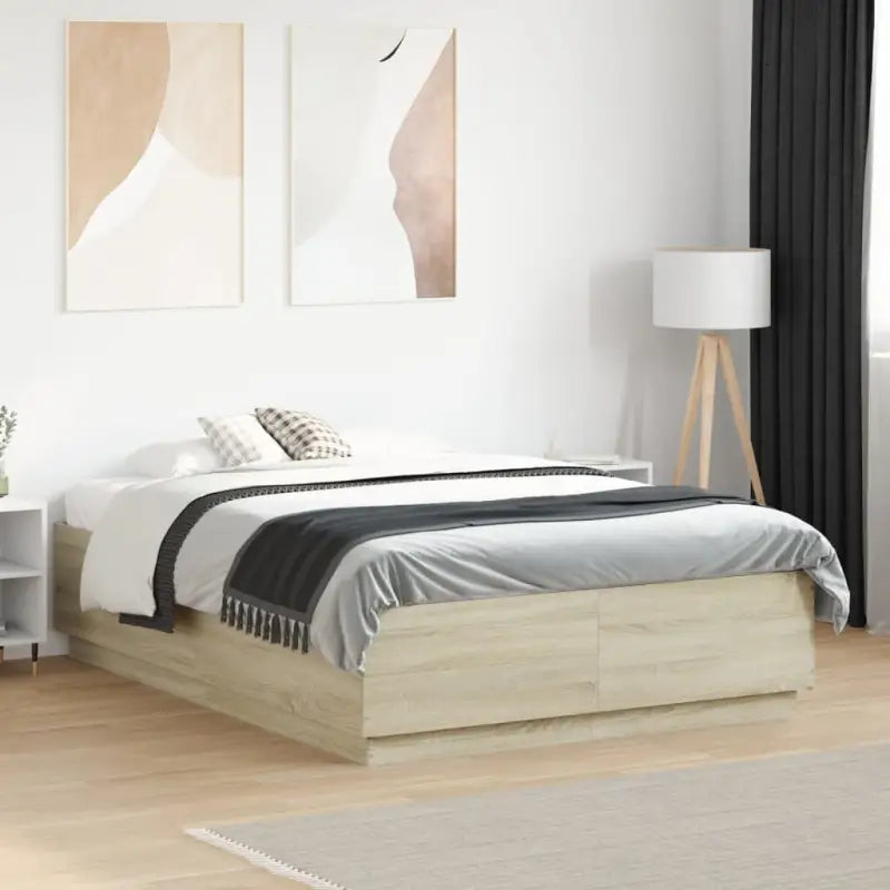 Grijs Sonoma bedframe van bewerkt hout voor een goede nachtrust - Sonoma eiken / 120 x 190 cm - Bedden & bedframes