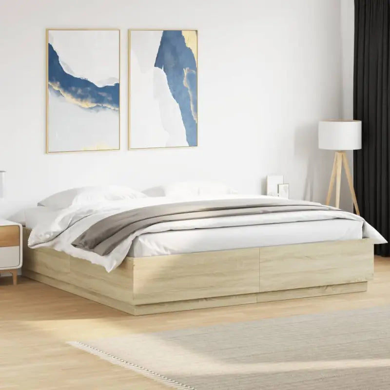 Grijs Sonoma bedframe van bewerkt hout voor een goede nachtrust - Sonoma eiken / 180 x 200 cm - Bedden & bedframes
