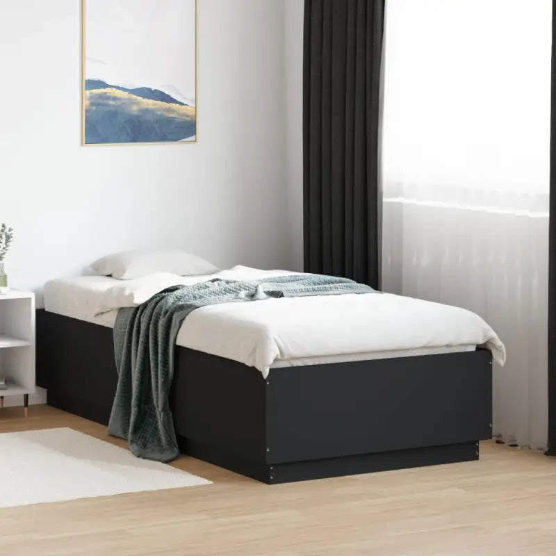 Grijs Sonoma bedframe van bewerkt hout voor een goede nachtrust - Zwart / 75 x 190 cm - Bedden & bedframes