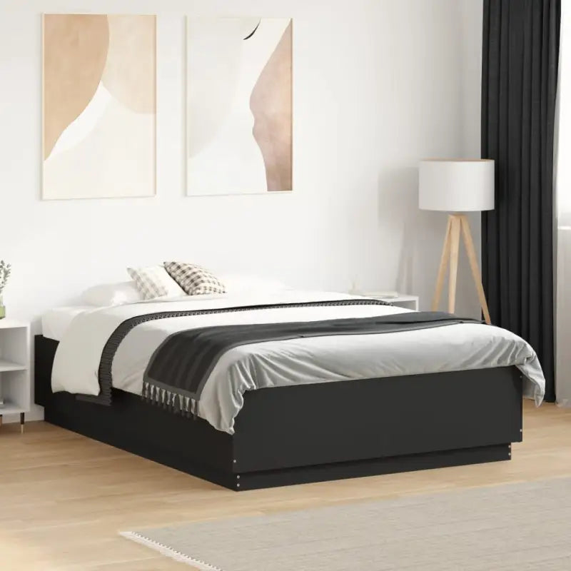 Grijs Sonoma bedframe van bewerkt hout voor een goede nachtrust - Zwart / 135 x 190 cm - Bedden & bedframes