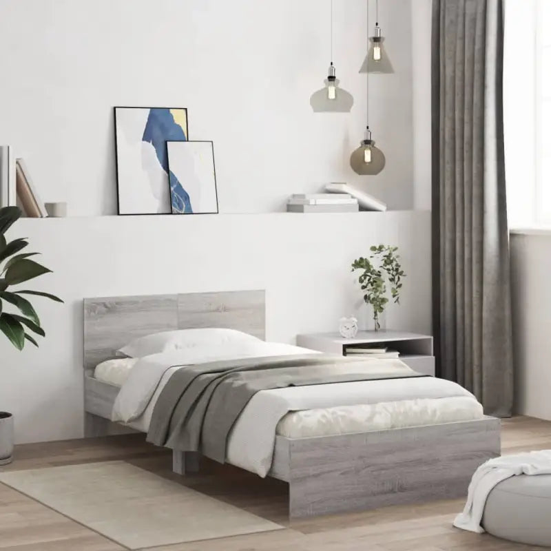 Grijs Sonoma bedframe voor een stabiele en stijlvolle slaapkamer - Grijs sonoma / 100 x 200 cm - Bedden & bedframes