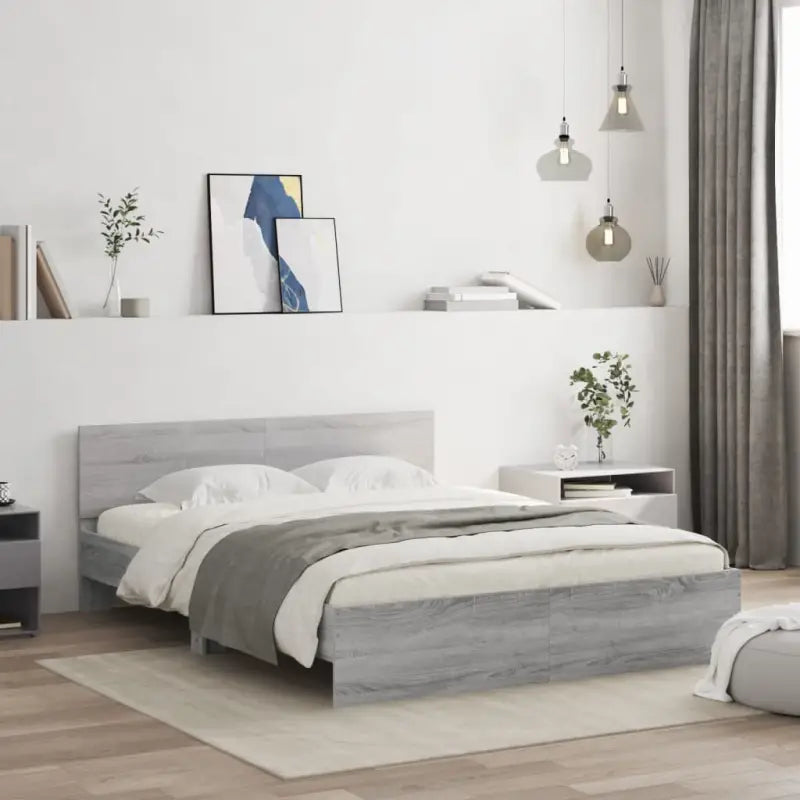Grijs Sonoma bedframe voor een stabiele en stijlvolle slaapkamer - Grijs sonoma / 150 x 200 cm - Bedden & bedframes