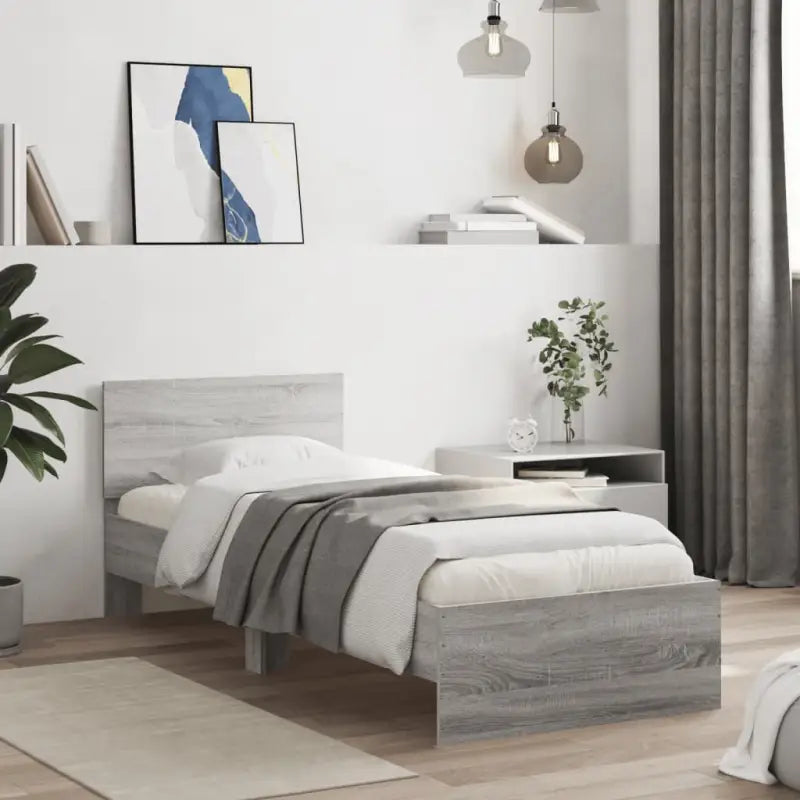 Grijs Sonoma bedframe voor een stabiele en stijlvolle slaapkamer - Grijs sonoma / 90 x 200 cm - Bedden & bedframes