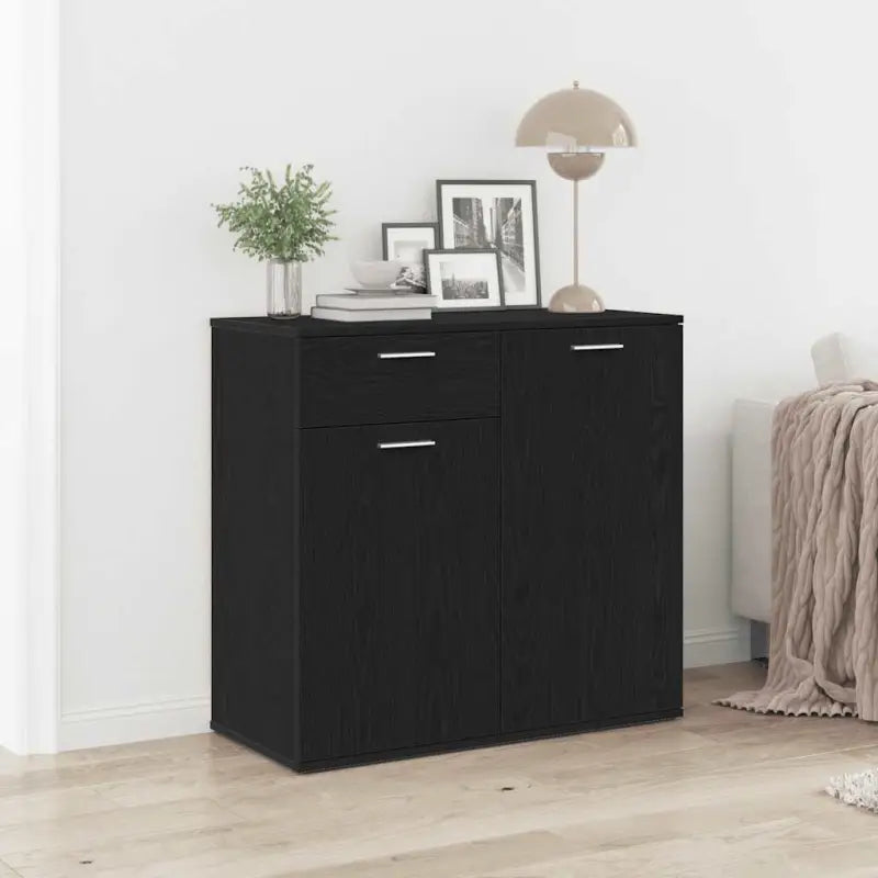 Grijs Sonoma dressoir in bewerkt hout met eenvoudig schoonmaakgemak - Zwart eiken / 1 / 80 cm - Dressoirs & buffetkasten
