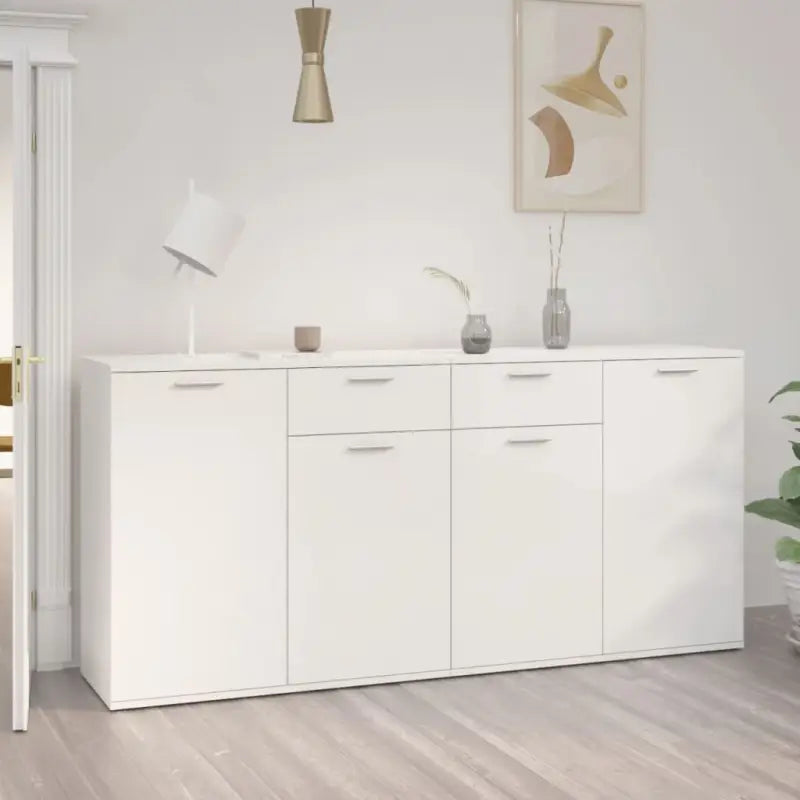 Grijs Sonoma dressoir in bewerkt hout met eenvoudig schoonmaakgemak - Hoogglans wit / 1 / 160 cm - Dressoirs &
