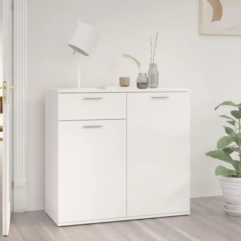 Grijs Sonoma dressoir in bewerkt hout met eenvoudig schoonmaakgemak - Hoogglans wit / 1 / 80 cm - Dressoirs &