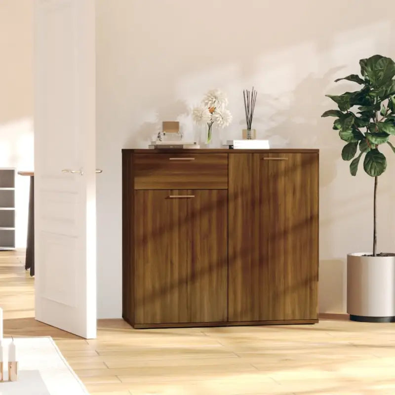 Grijs Sonoma dressoir in bewerkt hout met eenvoudig schoonmaakgemak - bruin eikenkleur / 1 / 80 cm - Dressoirs &