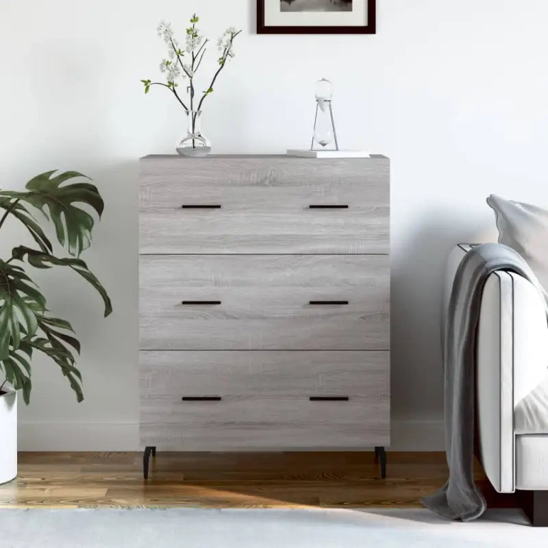 Grijs Sonoma dressoir met metalen pootjes en bewerkt hout - Dressoirs & buffetkasten