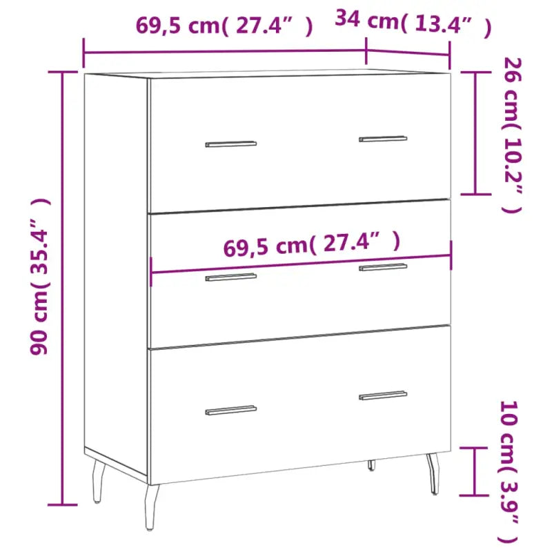 Grijs Sonoma dressoir met metalen pootjes en bewerkt hout - Dressoirs & buffetkasten