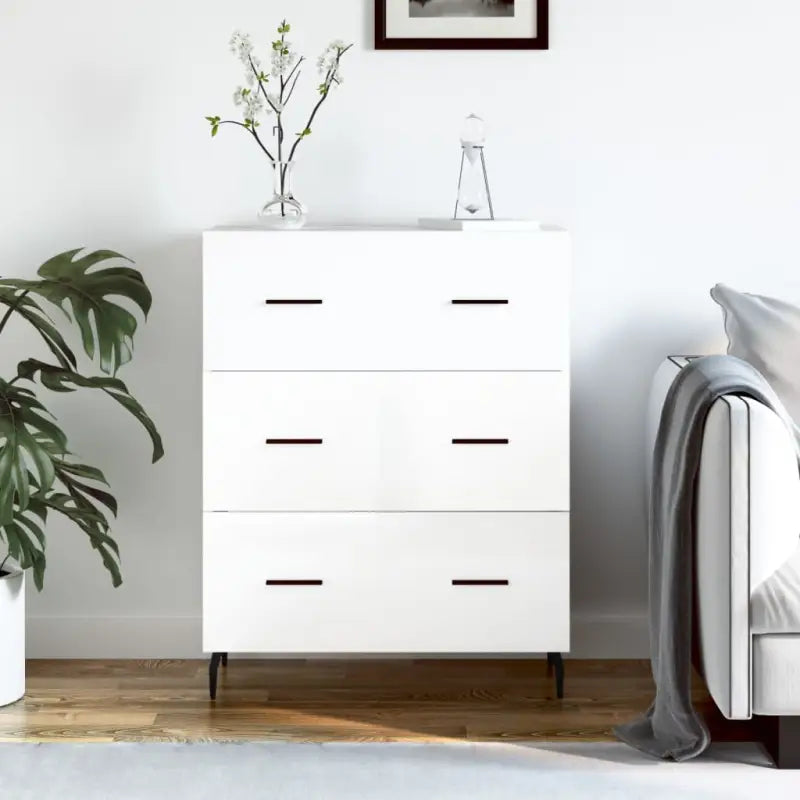 Grijs Sonoma dressoir met metalen pootjes en bewerkt hout - Hoogglans wit / 1 - Dressoirs & buffetkasten