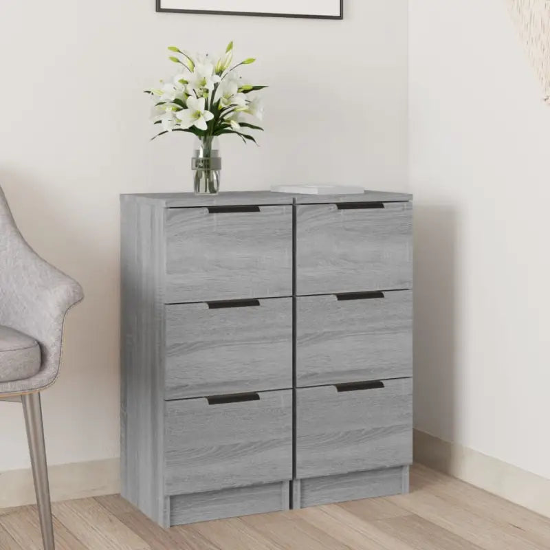 Grijs Sonoma dressoir van bewerkt hout met eenvoudig ontwerp - Grijs sonoma / 2 - Dressoirs & buffetkasten
