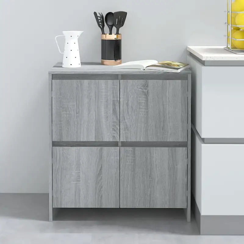 Grijs Sonoma dressoir van bewerkt hout met minimalistisch ontwerp - Grijs sonoma / 1 - Dressoirs & buffetkasten