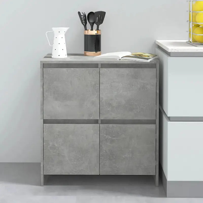 Grijs Sonoma dressoir van bewerkt hout met minimalistisch ontwerp - Betongrijs / 1 - Dressoirs & buffetkasten