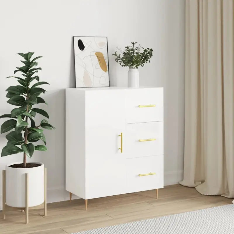 Grijs Sonoma dressoir van bewerkt hout met tijdloze uitstraling - Hoogglans wit / 1 - Dressoirs & buffetkasten