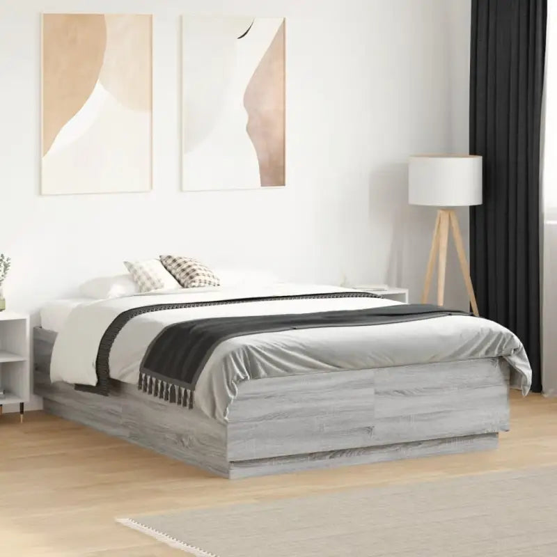 Grijs Sonoma Eiken Bedframe met RGB LED Verlichting - Grijs sonoma / 120 x 190 cm - Bedden & bedframes
