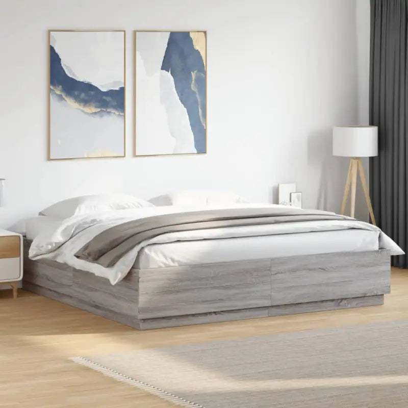 Grijs Sonoma Eiken Bedframe met RGB LED Verlichting - Grijs sonoma / 180 x 200 cm - Bedden & bedframes