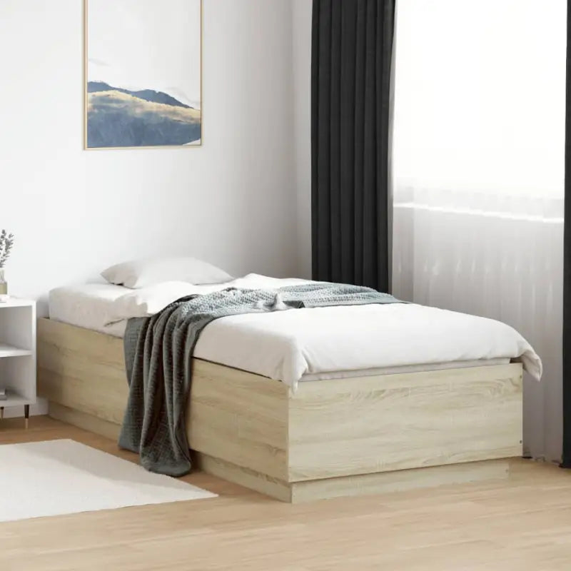 Grijs Sonoma Eiken Bedframe met RGB LED Verlichting - Sonoma eiken / 90 x 200 cm - Bedden & bedframes