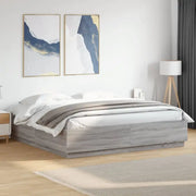 Grijs Sonoma Eiken Bedframe met RGB LED Verlichting - Bedden & bedframes